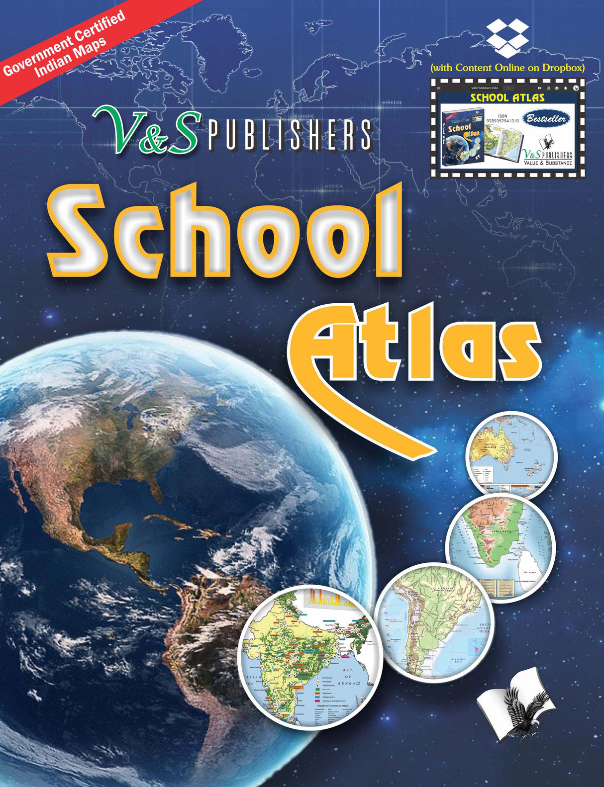 School Atlas (With Online Content on Dropbox): government certified maps of India in colour