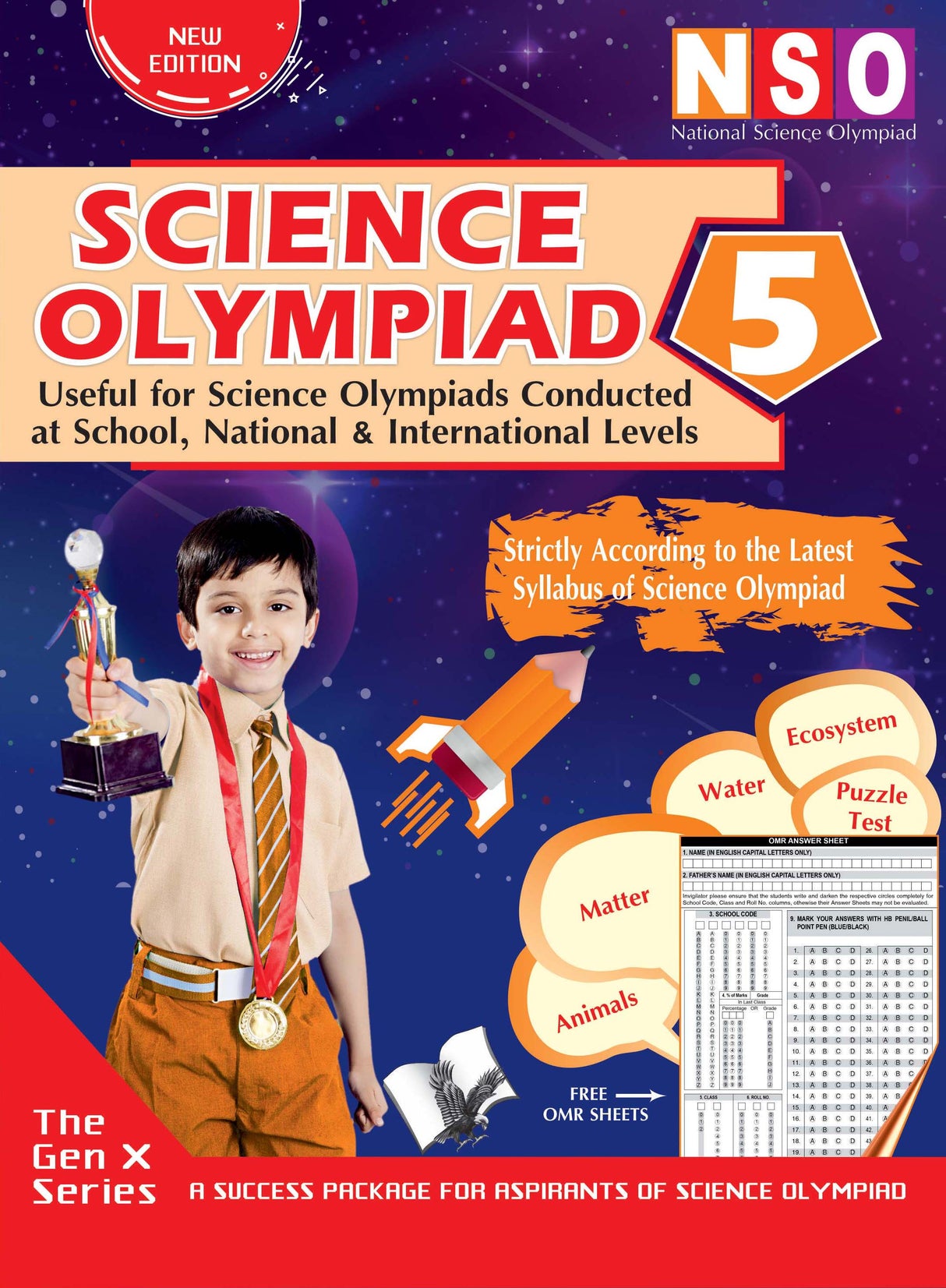 National Science Olympiad - Class 5 (With OMR Sheets): Theories with examples, MCQs & solutions, Previous questions, Model test papers