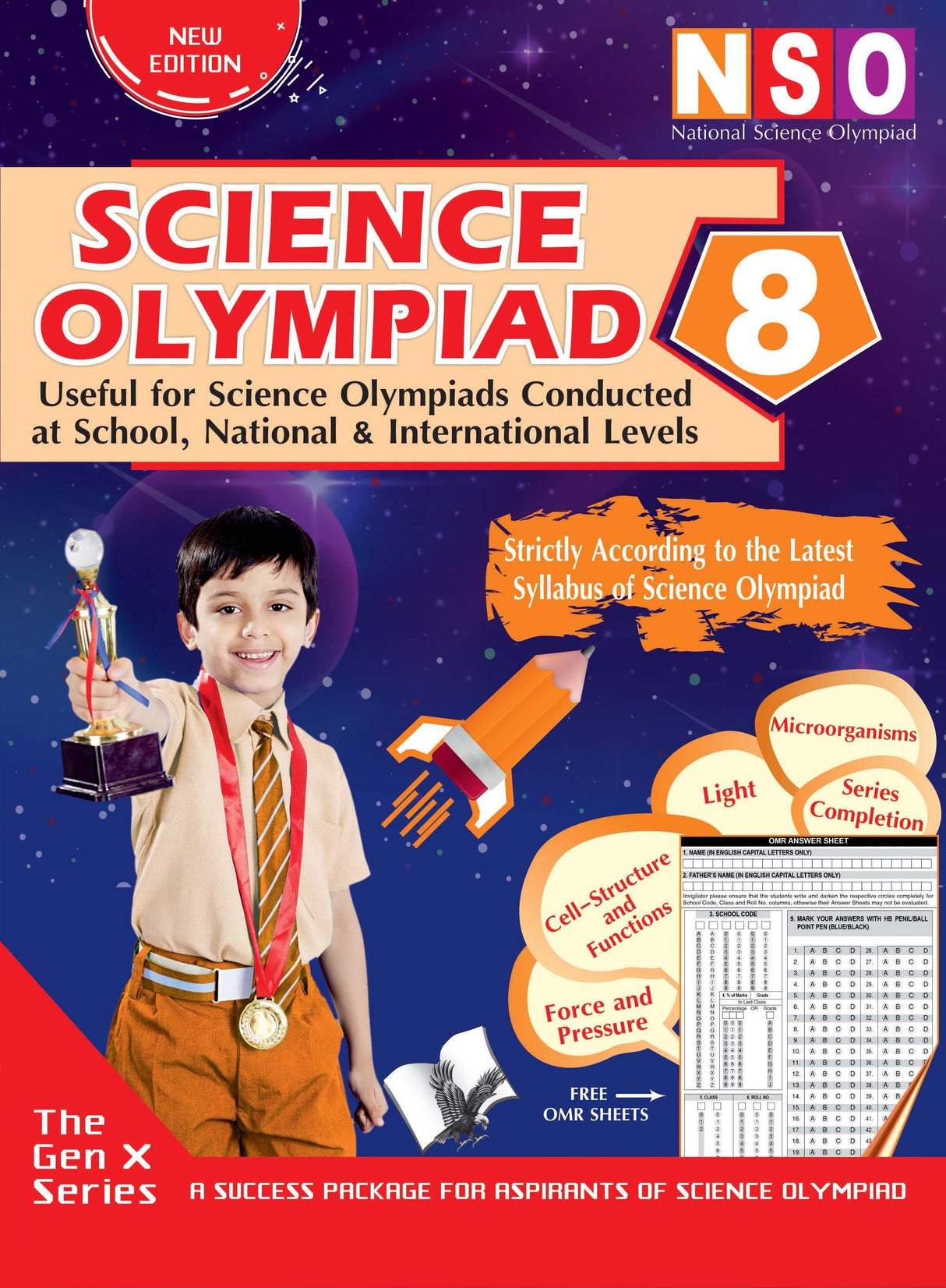 National Science Olympiad - Class 8 (With OMR Sheets): Theories with examples, MCQs & solutions, Previous questions, Model test papers